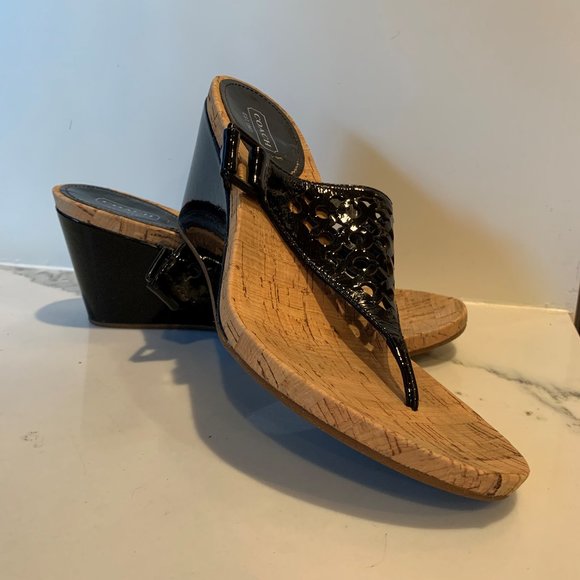 Coach patent leather cork wedges - Picture 3 of 8